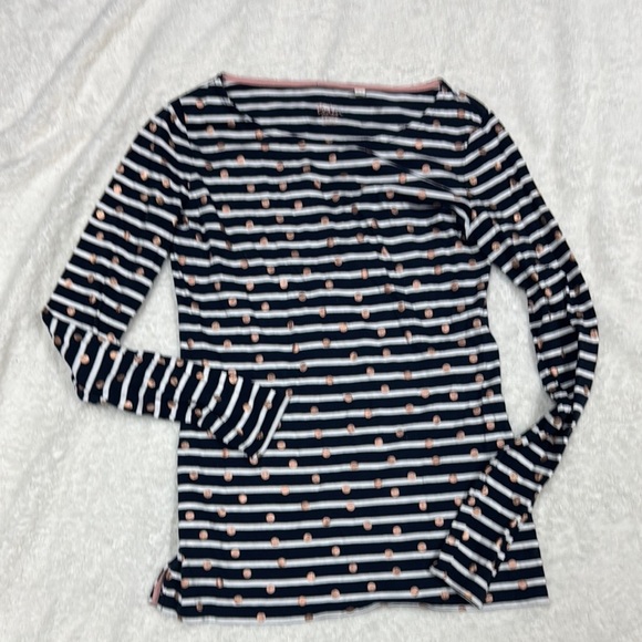 Boden Blue and White Fitted Long Sleeve Blouse - Picture 1 of 5
